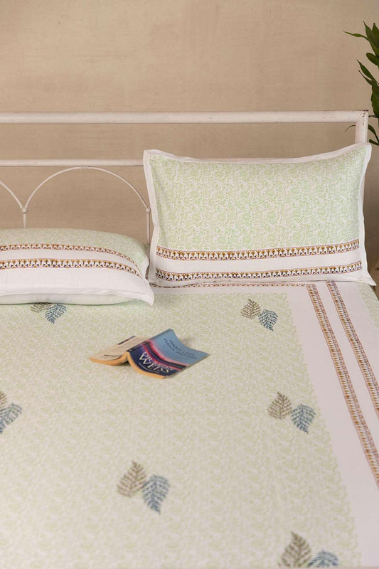 Jade & Space Blue Leaf Bedsheet