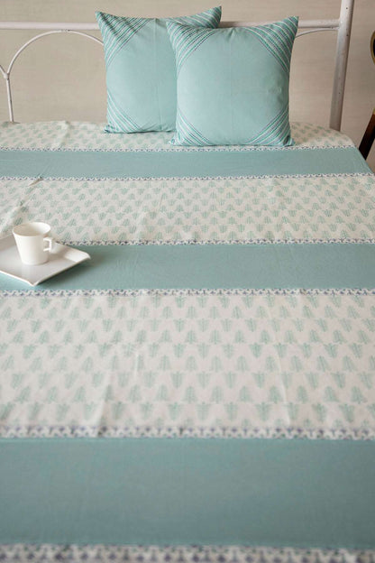 Baby Blue & White Cotton Bedcover