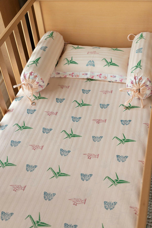 Peach Origami Cot Set