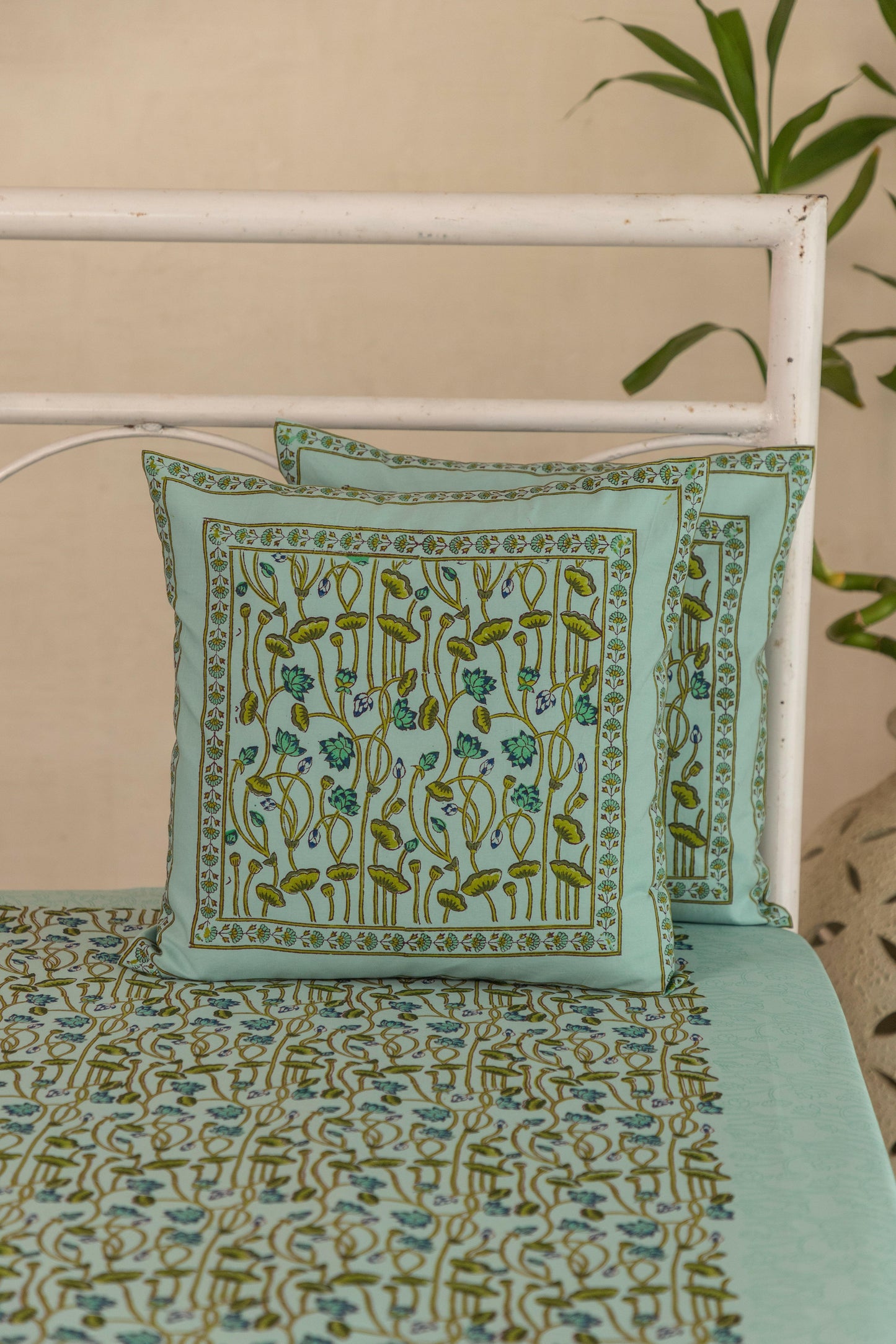 Blue Lotus Cotton Bedcover