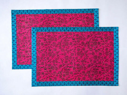 Red Floral Cotton Table Mats