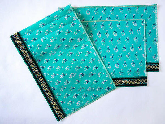 Green Turquoise Cotton Table Mats