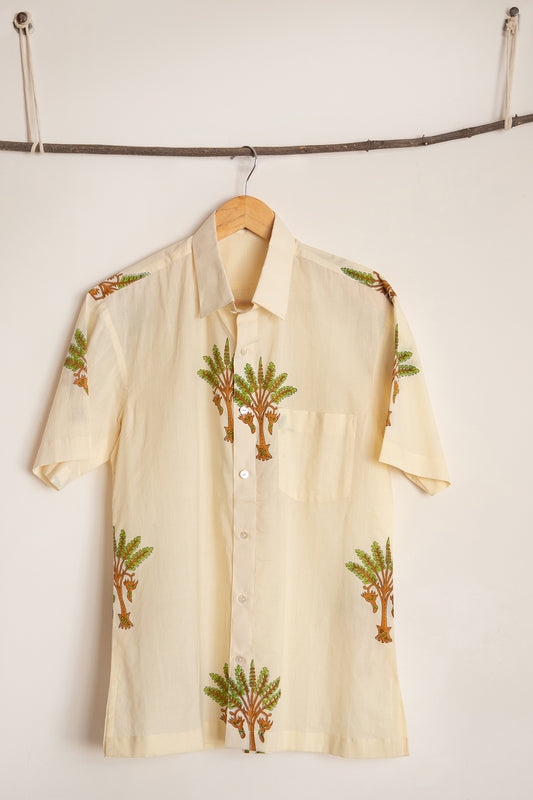 Cream Palm Tree Men's Shirt