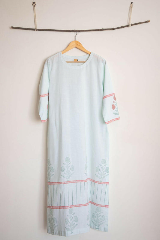 Mint Green Cotton Printed Kurta