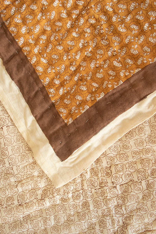 Brown Lotus Reversible Cotton Quilt