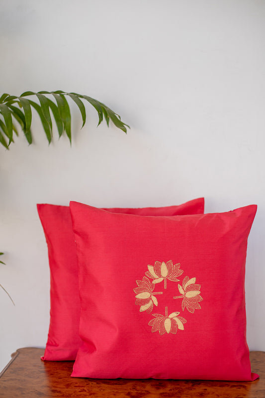 Red Maple Lotus Cushion Cover