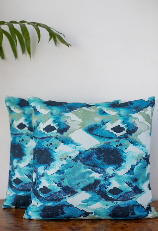 Ocean Blue Cotton Cushion Cover