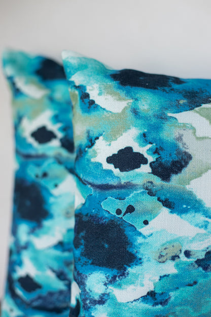 Ocean Blue Cotton Cushion Cover