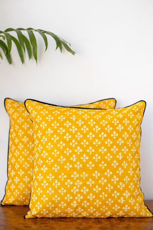 Honey & Black Raw Silk Cushion Cover