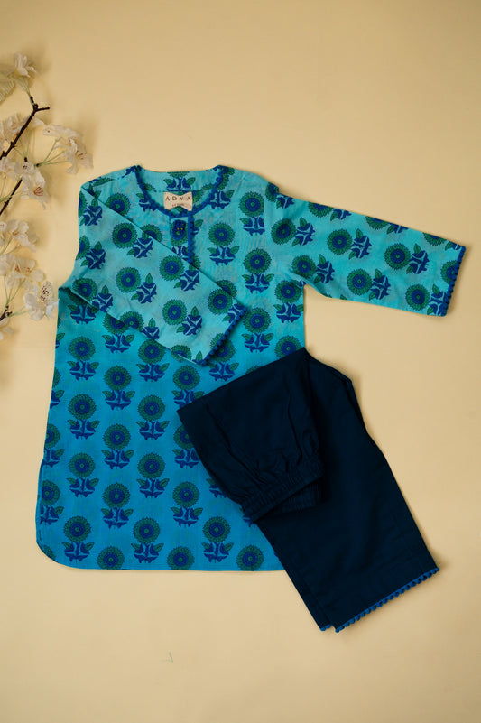 Blue Sunflower Girl Co-ord Set