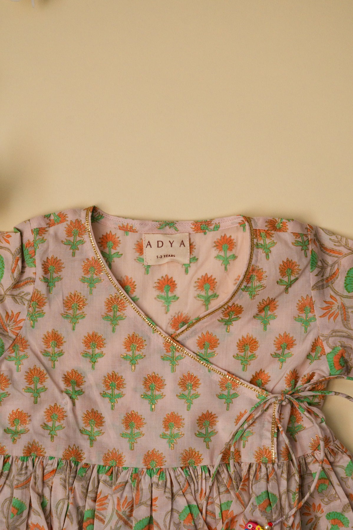 Baby Pink Floral Jaal Kurti With Tulip Pants