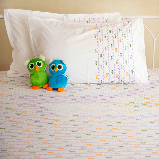 Coral and Green Fish Kids Bedsheet