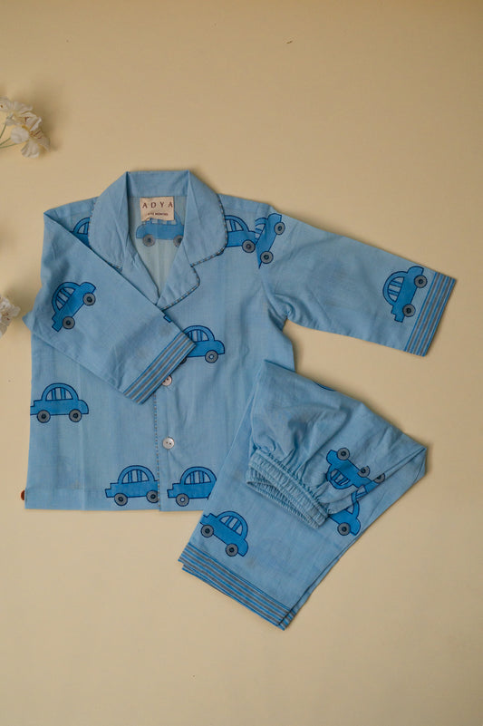 Blue Car Kids Night Suit