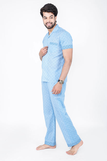 Pewter Blue Men's Night Suit