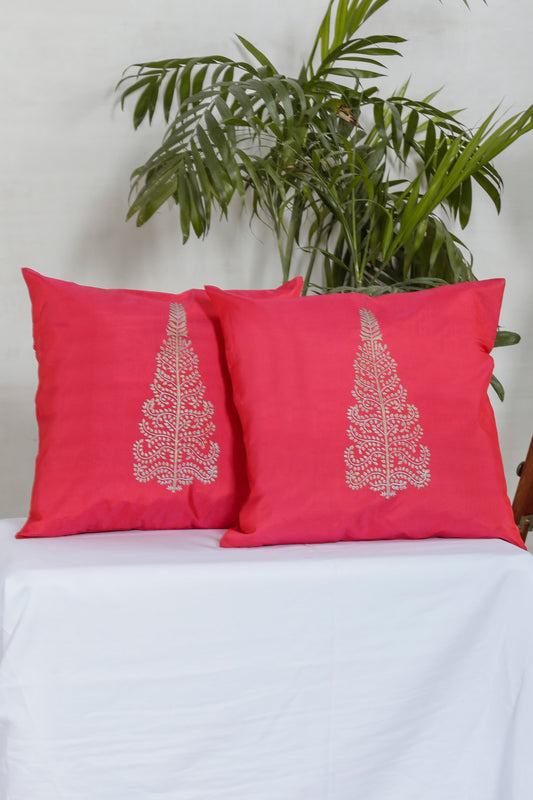 Red Tree Cotton Cushion Cover