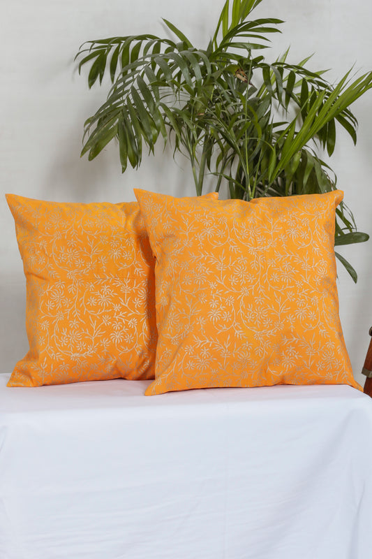 Matte Orange Shiny Cushion Cover