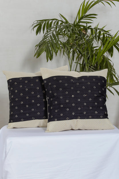 Black & Glow Banarasi Cushion Cover