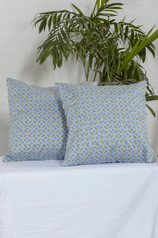 Blue Geometrical Stars Cotton Cushion Cover