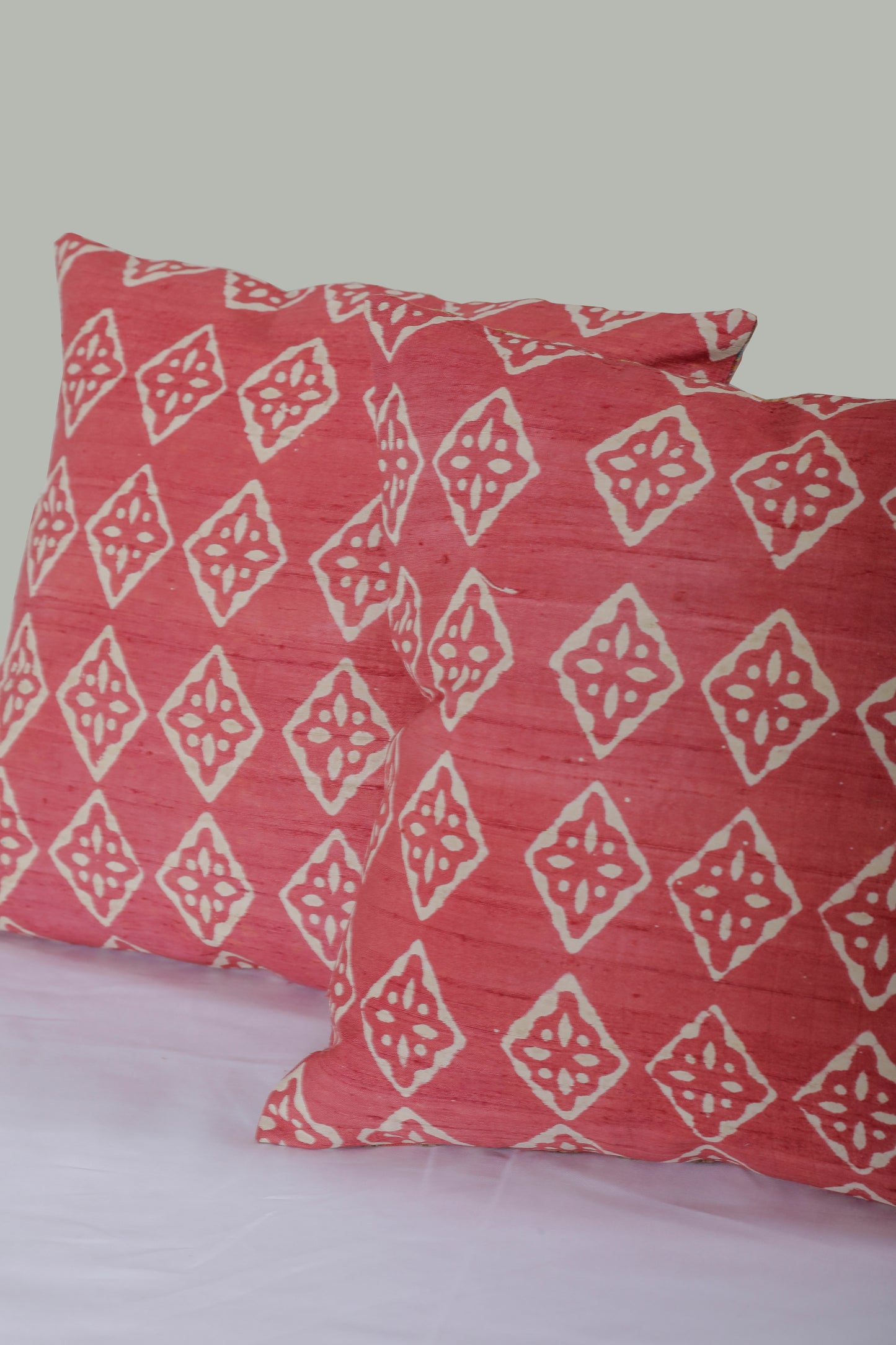 Red Geometric Cotton Cushion Cover