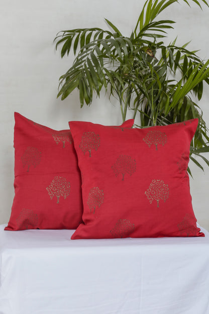 Maroon Tree Cushion Cover