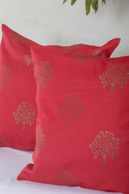 Maroon Tree Cushion Cover