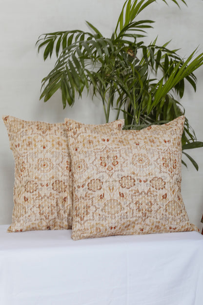 Light Bronze Katha Cushion Cover