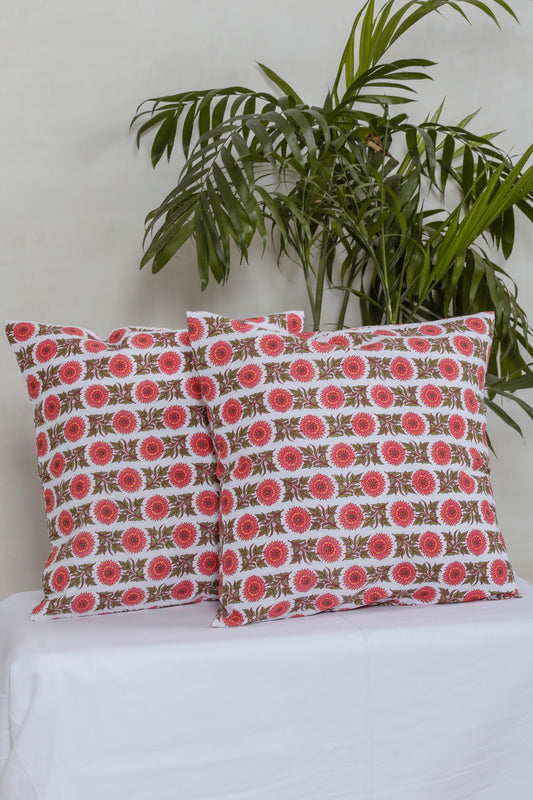 Red Terracotta Sunflower Cushion Cover