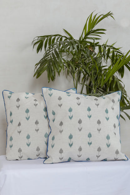 Blue Haze Ikkat Cotton Cushion Cover