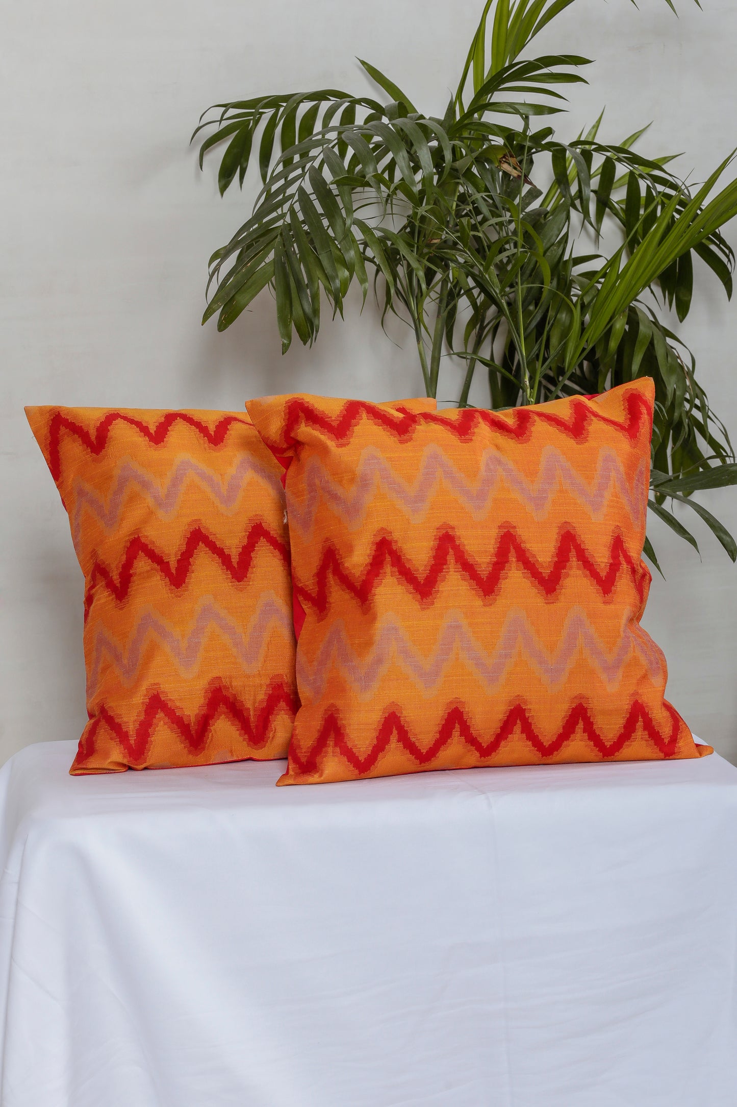 Tangerine & Red Chevron Cushion Cover