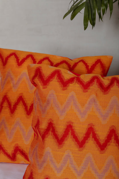 Tangerine & Red Chevron Cushion Cover