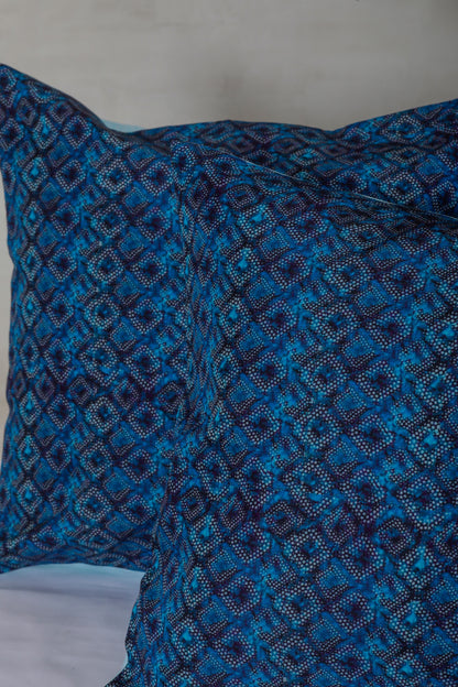 Manganese Blue Printed Cushion Cover