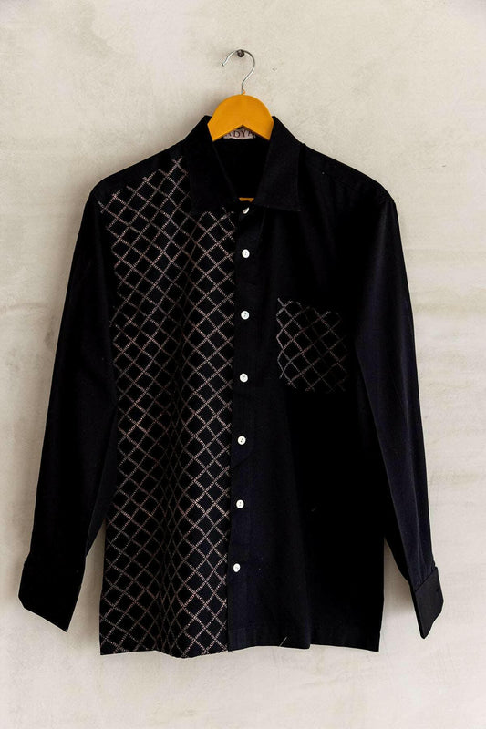 Half Side Square Black Men's Shirt