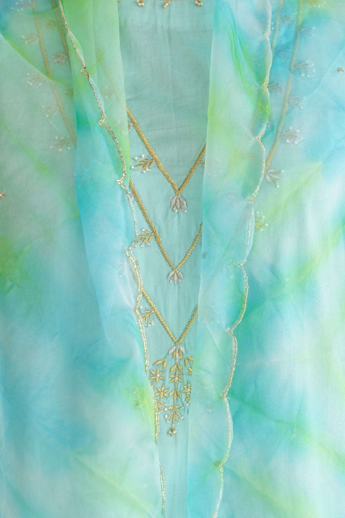 Aqua Blue Necklace Kurta Set
