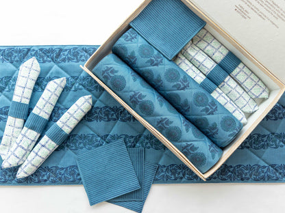 Blue Quilted Sunflower Table Set