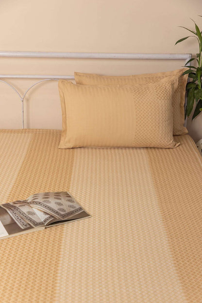 Coffee Brown Linear Cotton Bedcover