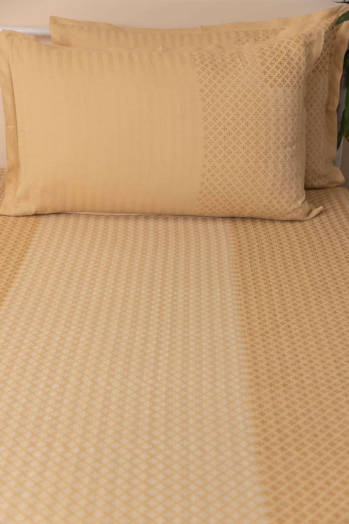 Coffee Brown Linear Cotton Bedcover