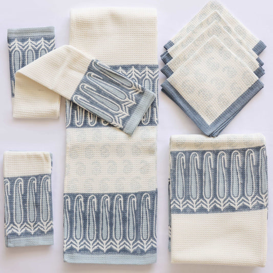 Blue Honeycomb Towel Set