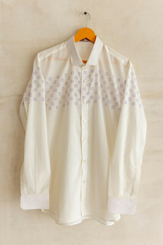 White & Lilac Men's Shirt
