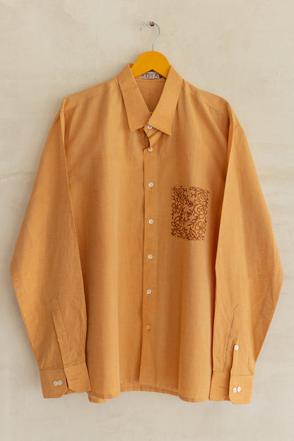 Orange Shaded Cotton Men's Shirt
