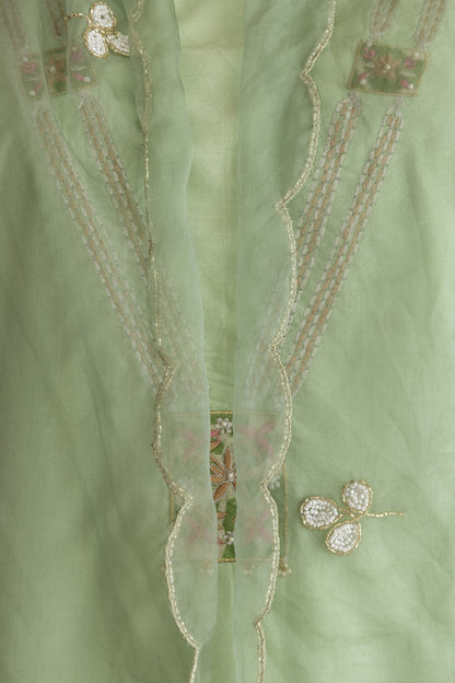 Pista Green Necklace Kurta Set