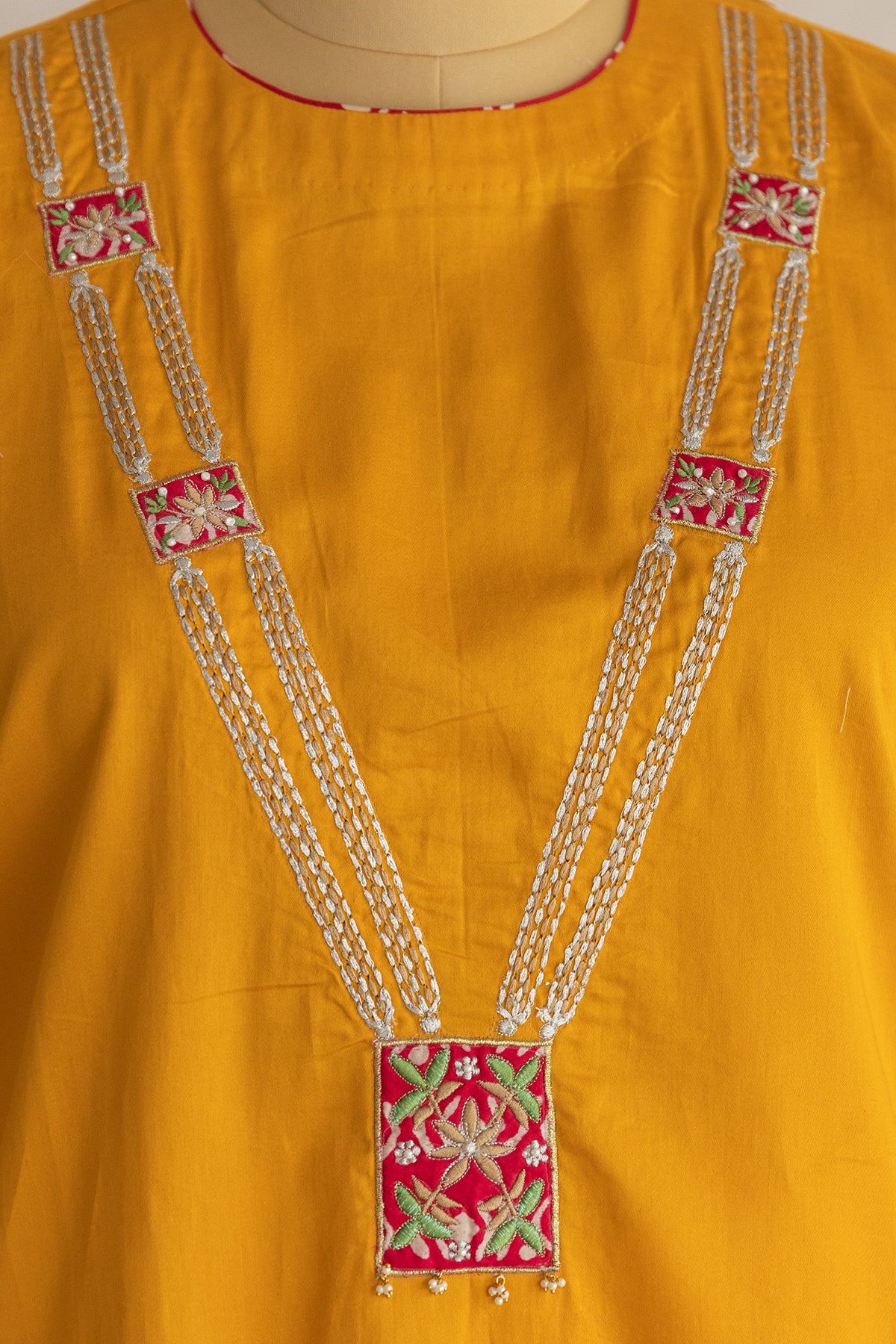 Mango Yellow Necklace Kurta Set