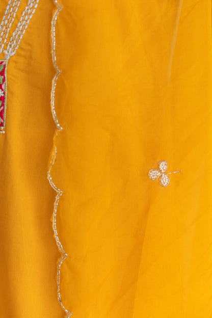 Mango Yellow Necklace Kurta Set