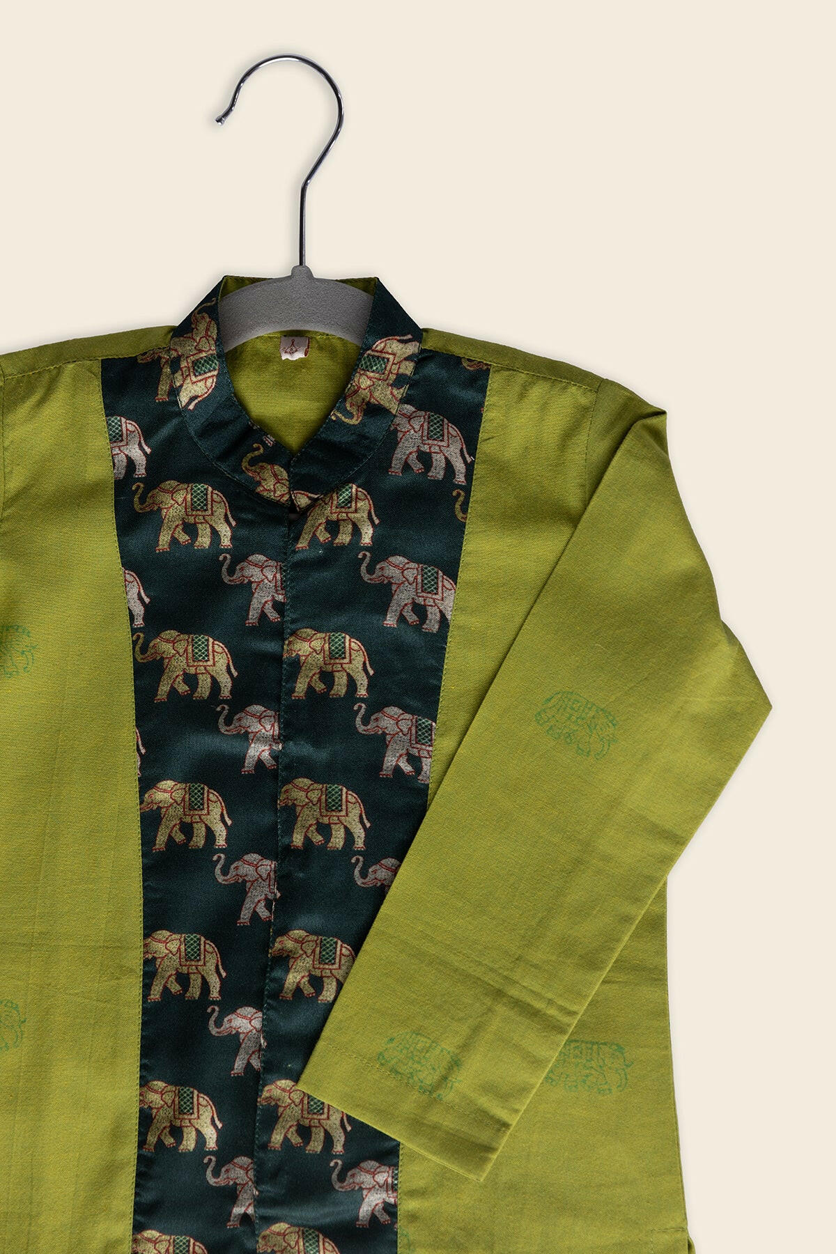 Tarragon Green Elephant Kurta Set