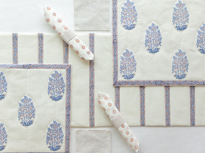 Quilted White & Blue Table Set