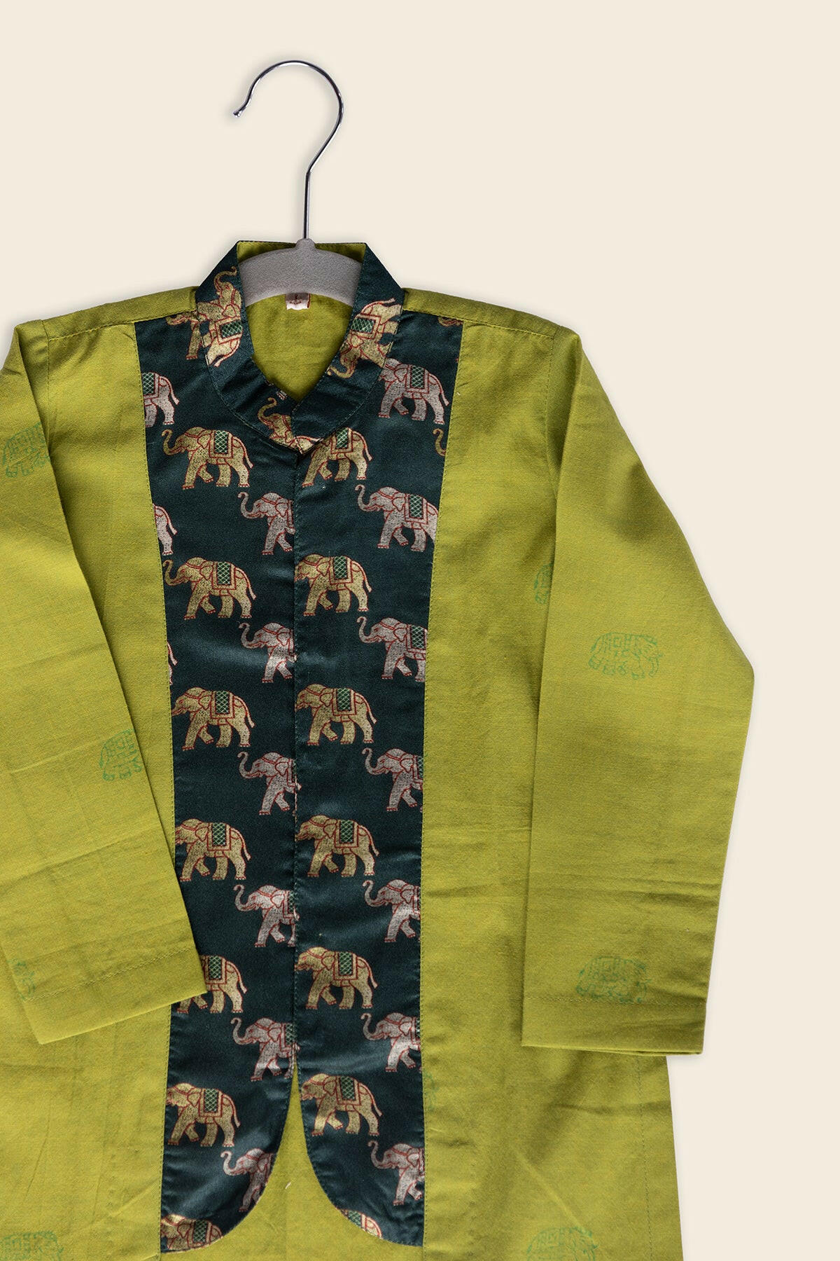 Tarragon Green Elephant Kurta Set