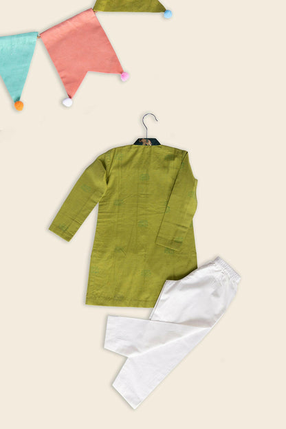 Tarragon Green Elephant Kurta Set