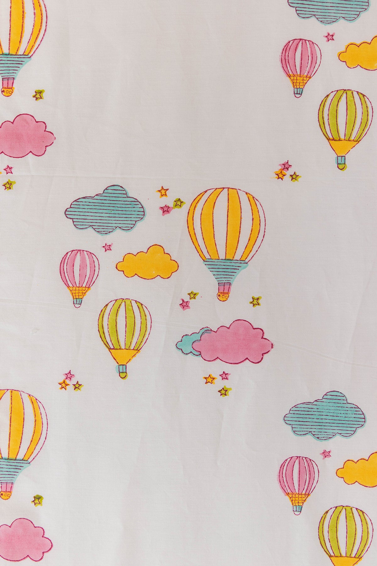 Yellow Hot Air Balloon Kids Bedsheet