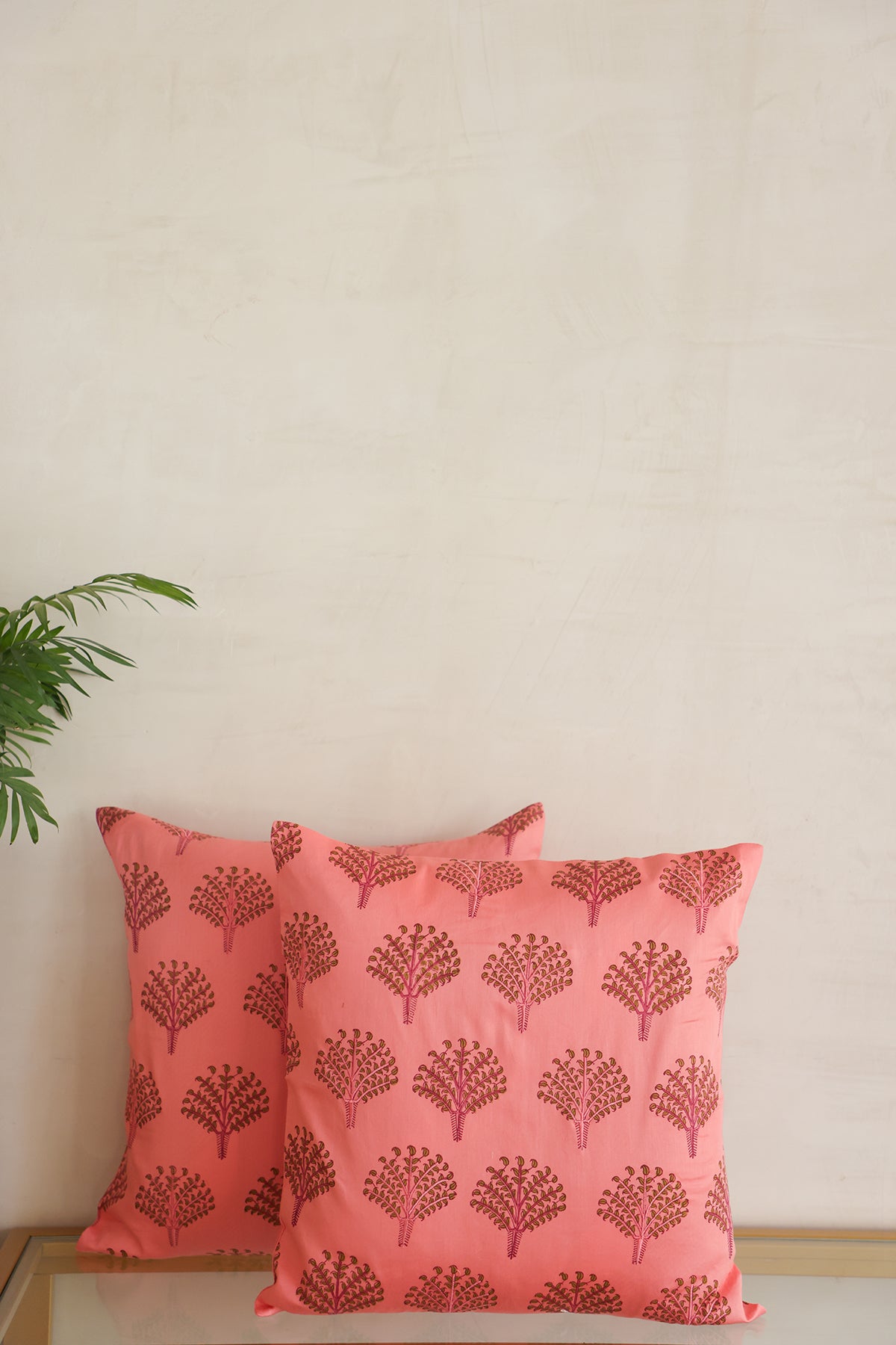 Peach Embroidered Silk Cushion Cover