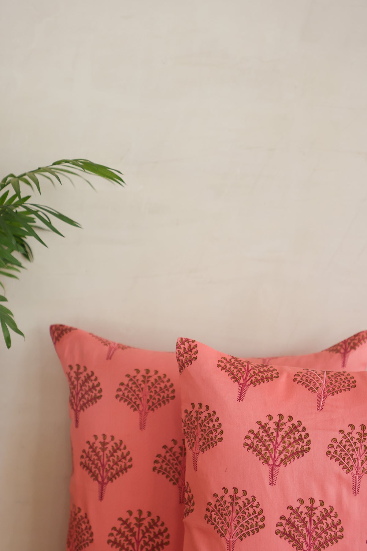 Peach Embroidered Silk Cushion Cover