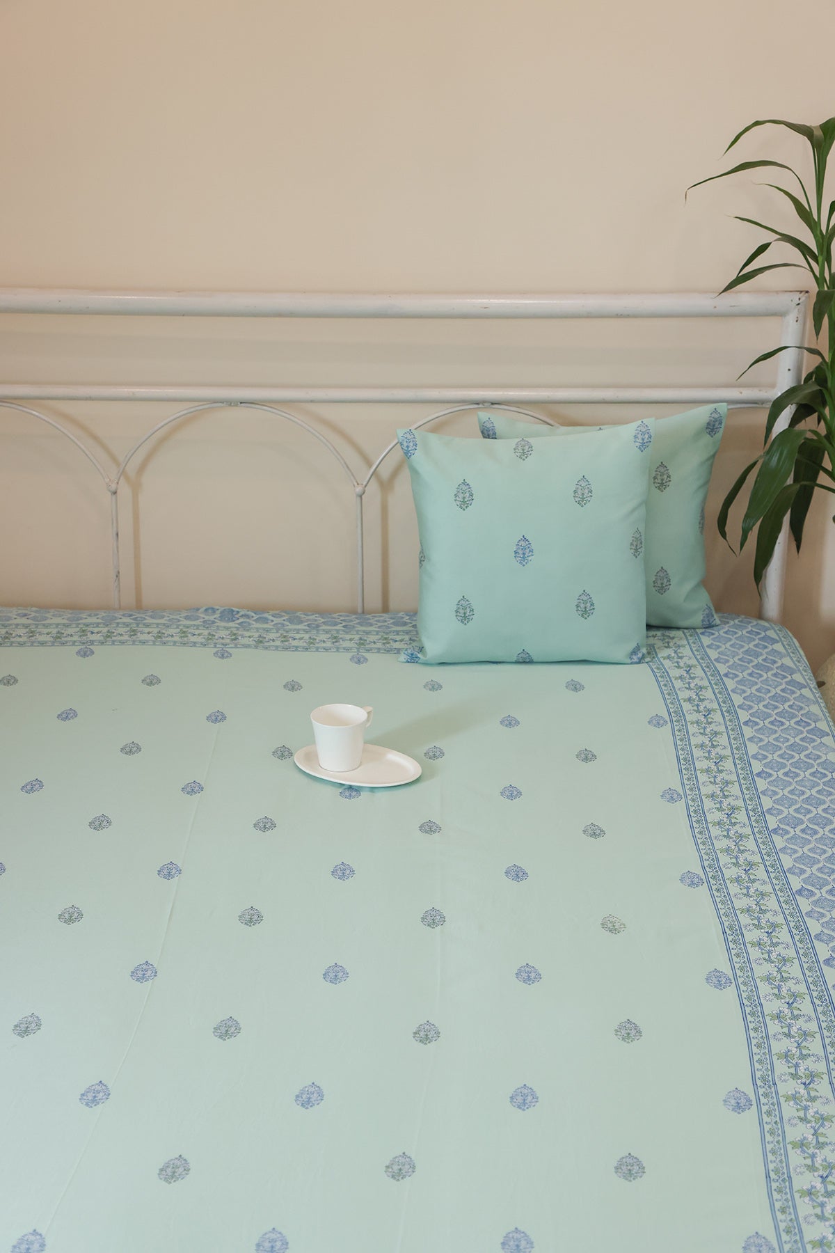 Turquoise Blue Cotton Bedcover